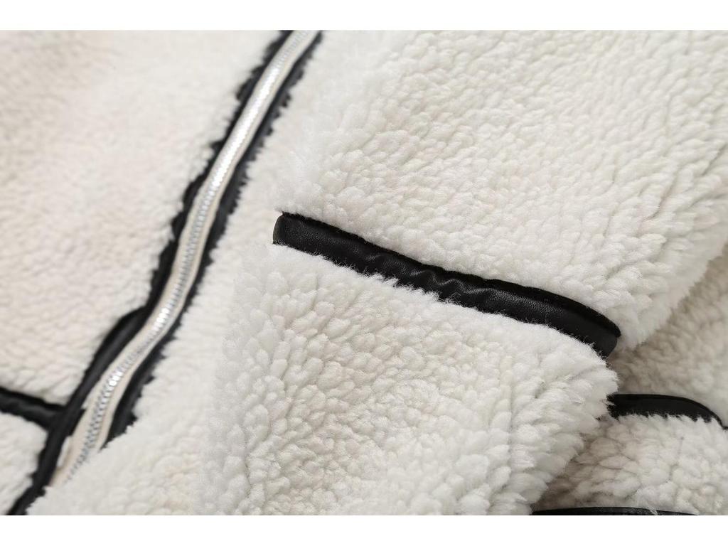 Женская куртка из искусственной овчины, сшитая из разных частей, на осень 2023 года в уникальном европейско-американском стиле Y2K