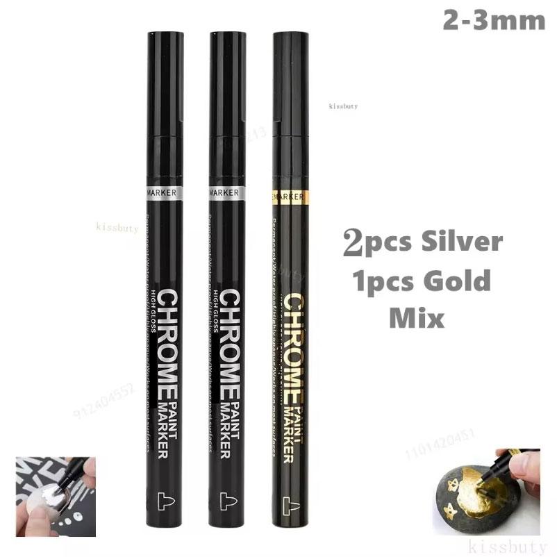 3/2/1pcs Mirror Marker Pen 2mm DIY Reflective Paint Pens Mirror Markers Chrome Gold SILVER Marker Car Styling Art Craftwor