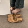 Retro Hand-woven Baotou and Half Slippers for Women's Summer Wear with Thick Soles