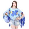 Summer Sunshade Pearl Button Shawl Flower Printed Sunscreen Shawl Silk Scarf Shawl