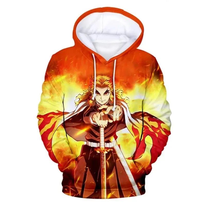 Новая осенняя детская толстовка с капюшоном Demon Slayer Printed для мужчин, мультяшный пуловер, повседневная одежда для мальчиков и девочек, модное пальто с капюшоном, повседневная уличная одежда