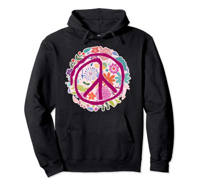 Худи с принтом Flower Power PEACE Sign 2 Happy Fan Fun -