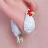 Забавные серьги-курицы ручной работы, украшения с фермерскими животными, легкие расписанные вручную серьги-курицы, элегантные серьги в стиле ретро, забавные подарки