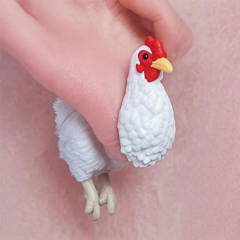 Забавные серьги-курицы ручной работы, украшения с фермерскими животными, легкие расписанные вручную серьги-курицы, элегантные серьги в стиле ретро, забавные подарки