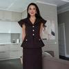 Осень 2026 новый европейский и американский Amazon трансграничный жилет с большим лацканом на талии женская длинная юбка комплект из двух предметов