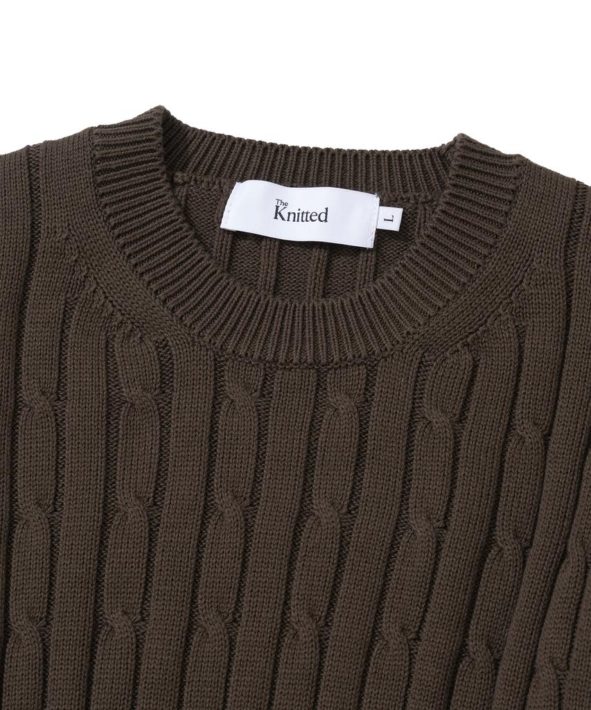 KNITTED [Nitied X Fashion Planet] Cable Round Knit Brown