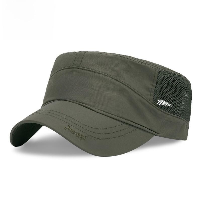 Jeepspirit Flat Top Cap For Men With Embroidered Letter Design And Large Brim