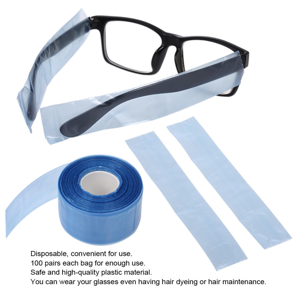 200pcs Box Disposable Plastic Glasses Leg Covers Slender Protective Bags Hair Coloring Dyeing Salon Tool