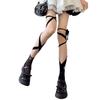 2Pairs Irregular Straps JK Lace-up Stockings Hollow Mid Tube Socks Women Lolita Lace Stockings  Gift