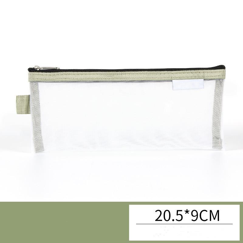 Large Capacity Simple Color Pencil Case Student Exam Series Hand Account Net Yarn Transparent Stationery Storage Supplies Bag