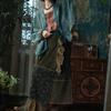 Luo Gu Ni Оригинальная Зеленая Пэчворк Хлопко-Льняная Обертывающая Юбка на Шнуровке