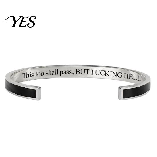 Simple High-end Bracelet This Too Shall Pass Mantra Cuff Bracelet, Adjustable Engraved Motivational Comfortable Wrist Bangle Hidden Information