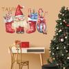1 Sheet Christmas Wall Sticker Gnome Elf Stocking Candy Cane Gift Bag Waterproof PVC Self-adhesive Living Room Bedroom Holiday Wall Art Decoration
