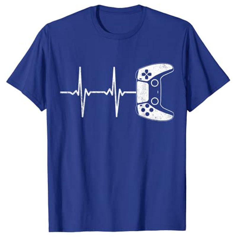 Gamer Heartbeat TShirt Funny Video Game Gift Boys Unisex Gamer TShirt Y2k Cute Heart Graphic Clothing Short Sleeve Blouses Casual
