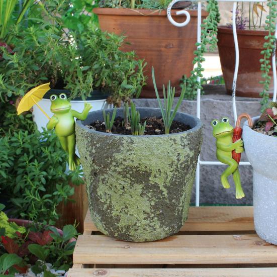 2 шт. Фигурка лягушки с зонтиком, смола, украшение лягушки, край цветочного горшка