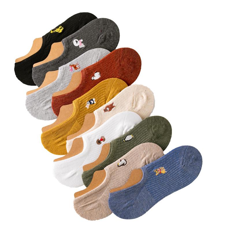 Women Invisible Socks Silicone Anti-slip Socks Animal Pattern Boat Socks