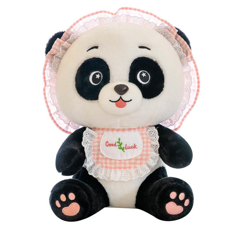 Adorable Cartoon Panda Plush Doll Soft Stuffed Toy Cute Plushie In Pink And Blue