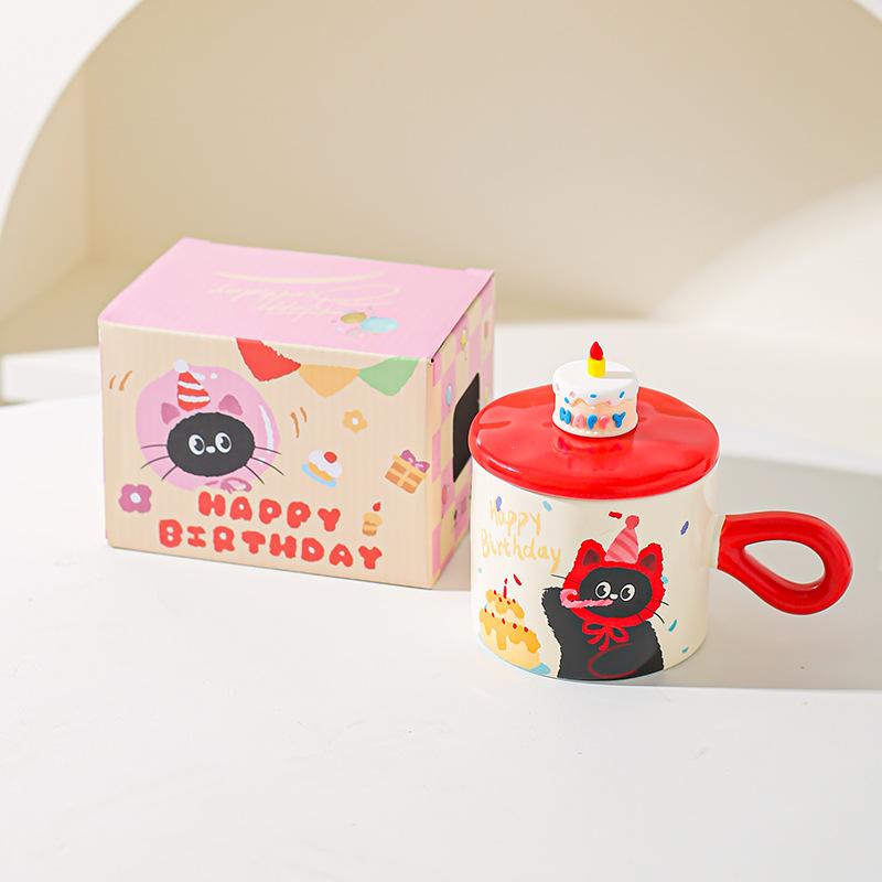 Милая мультяшная кошка керамическая кружка пара чашка для воды подарочная коробка высокой ценности сувенир подарок на день рождения чашка для завтрака