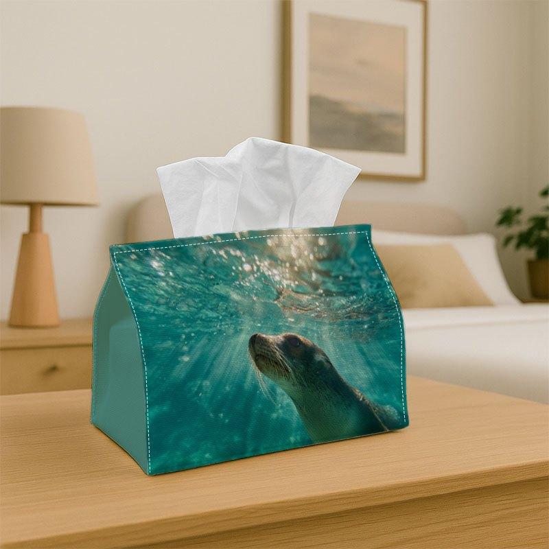 1pc Tissue Box Holder Sea Lion Swimming in the Clear Turquoise Waters of Australias - Multifunctional Napkin Dispenser for Home Party Car Decor - Deco