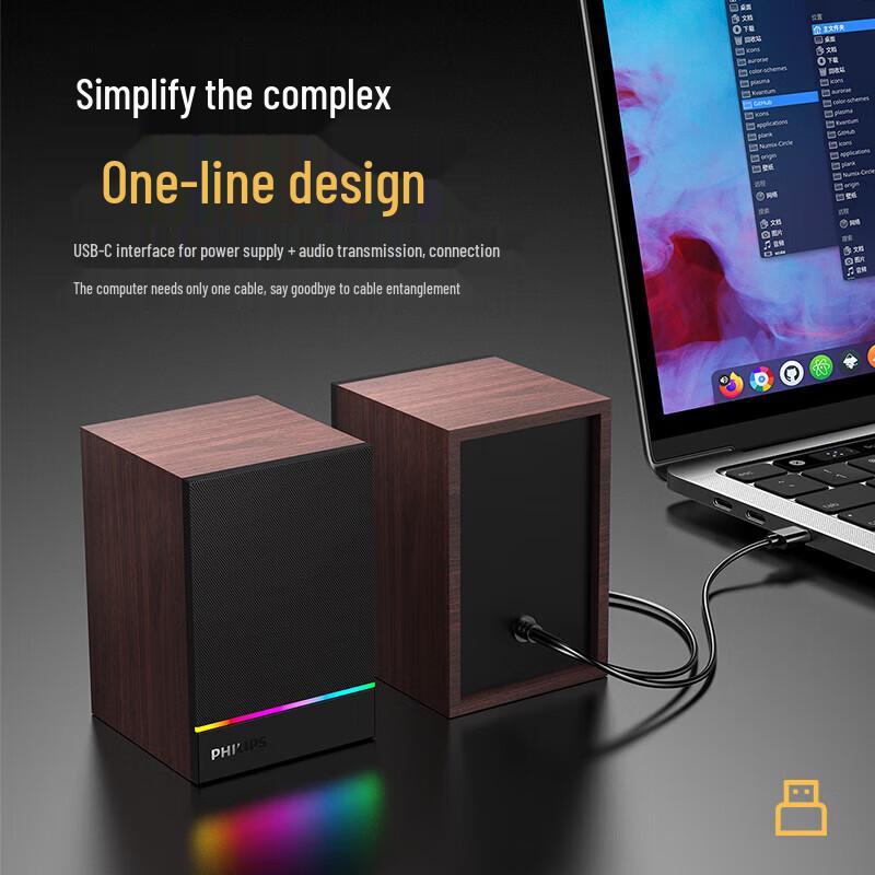 Настольные Bluetooth и проводные деревянные колонки Philips SPA2200