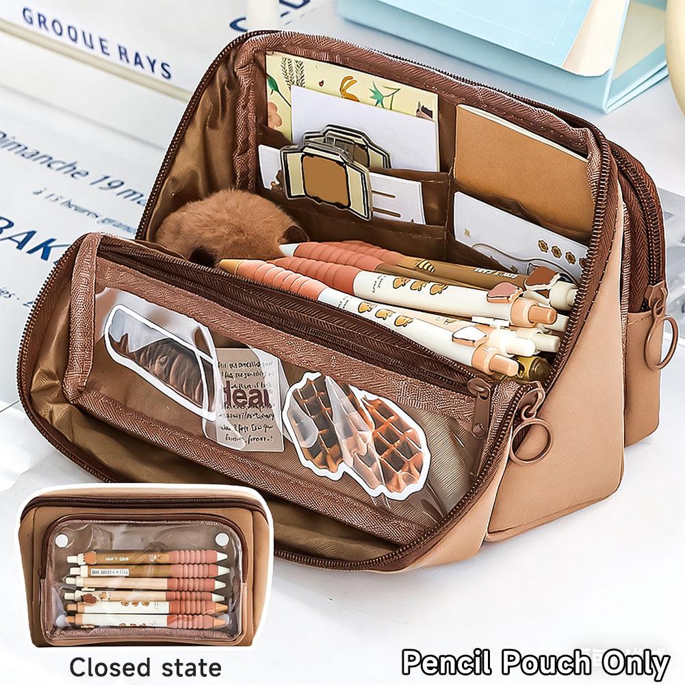 Large Capacity Transparent Pencil Case DIY Zipper Pen Bag 9 Layer Multi function Students Stationery Storage Bag School Supplies