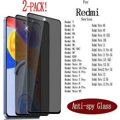 2 куска!Защитная пленка для экрана 9H для Redmi Note 7 8 9 10 11s 12 Pro, антишпионское закаленное стекло для Redmi 10 10C