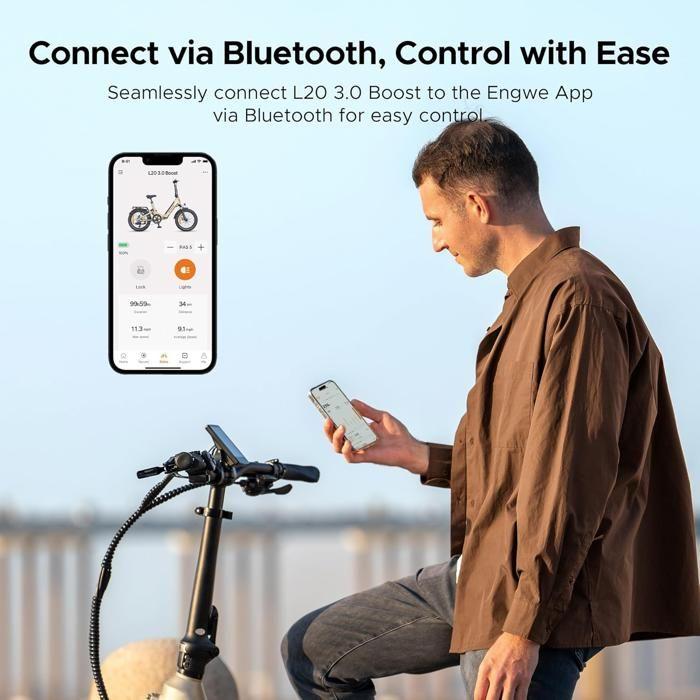 ENGWE L20 3.0 Boost - Vélo Électrique Pliable -Batterie Amovible 48V13.5Ah - Autonomie 120km - Pneus 20" - Recharge 2 heures - Doré