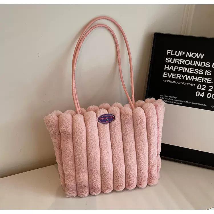 Женская пушистая сумка-тоут большой вместимости - Универсальная трансграничная сумка для通勤