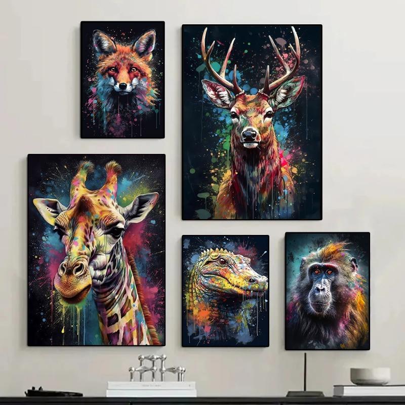 Абстрактное граффити настенное искусство холст живопись акварель обезьяна змея лев тигр животное портрет плакат для гостиной домашний декор