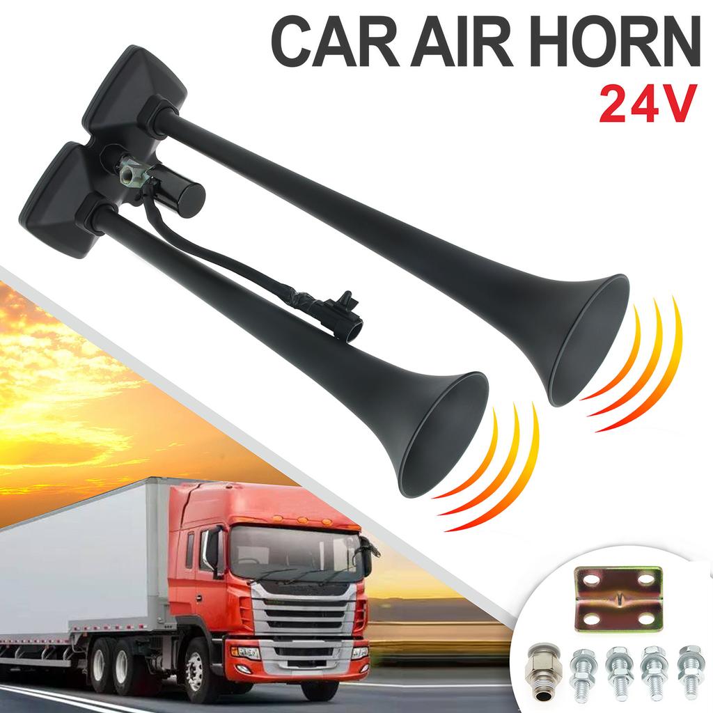 24V Car Dual Trumpet Air Horn Loud Electric Horn Solenoid Valve Loud Speaker Siren For Car Boat truck Trailer Auto Parts