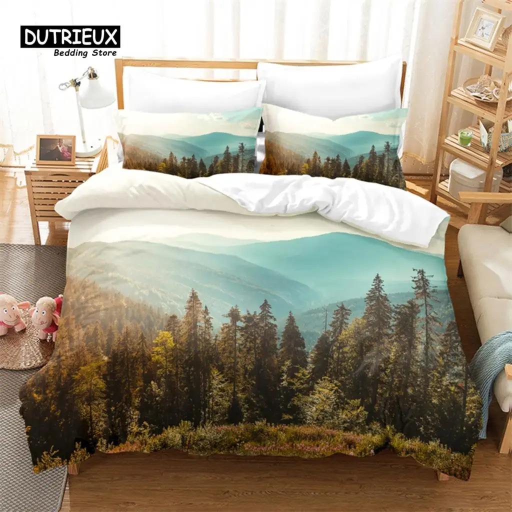 Natural Scenery Bedding Set, 3Pcs Duvet Cover Set, Soft Comfortable Breathable Duvet Cover, For Bedroom Guest Room Decor