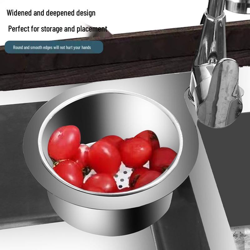 Swan Stainless Steel Kitchen Sink Drain Basket: Widened, Deepened, and Hangable Fruit Storage