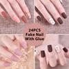 kads 24 шт. переносные накладные ногти с полным покрытием, накладные ногти с клеем, съемный французский дизайн ногтей