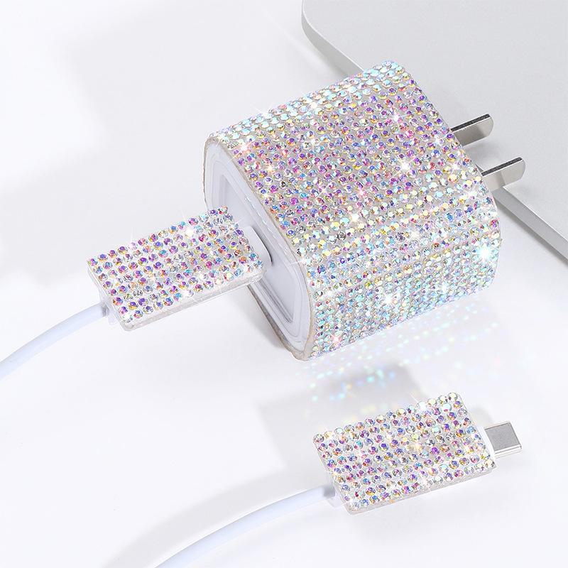 Защитный чехол для кабеля и головки зарядного устройства Sparkle Diamond для зарядных устройств Apple 20 Вт - Защита от укусов проводов