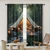 2 шт., Праздничная занавеска с лесным пейзажем для кемпинга, Ткань, машинная стирка, Без электричества, Праздничные фоны для общежития