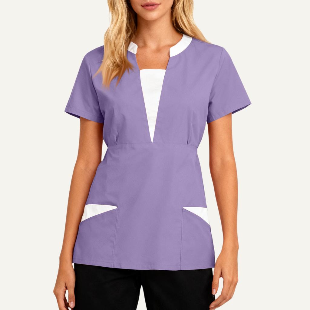 Women's Loose And Comfort V-Neck Casual Work Clothes Top Short Sleeve Shirt