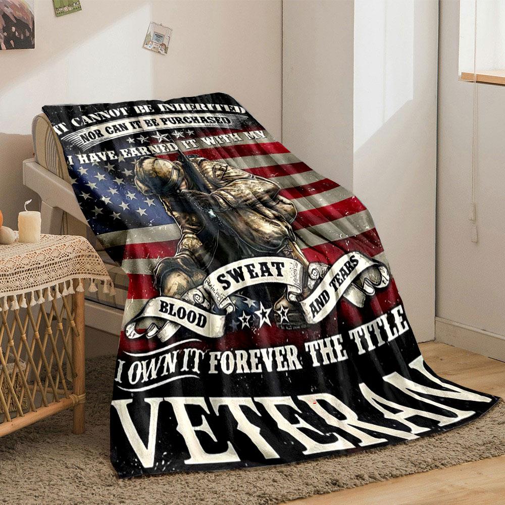 Veteran US Flag Sweat Blood Tears Blanket bedroom Blanket for Livingroom Couch lunch break Soft throw for Friend's festival Gift