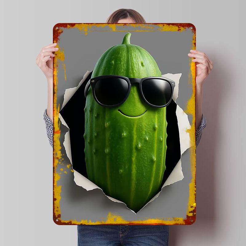 Cool Pickle With Sunglasses Poster Customized Wall Art Vintage Metal Signs Retro Tin Plaque for Man Cave Modern Home Decoration
