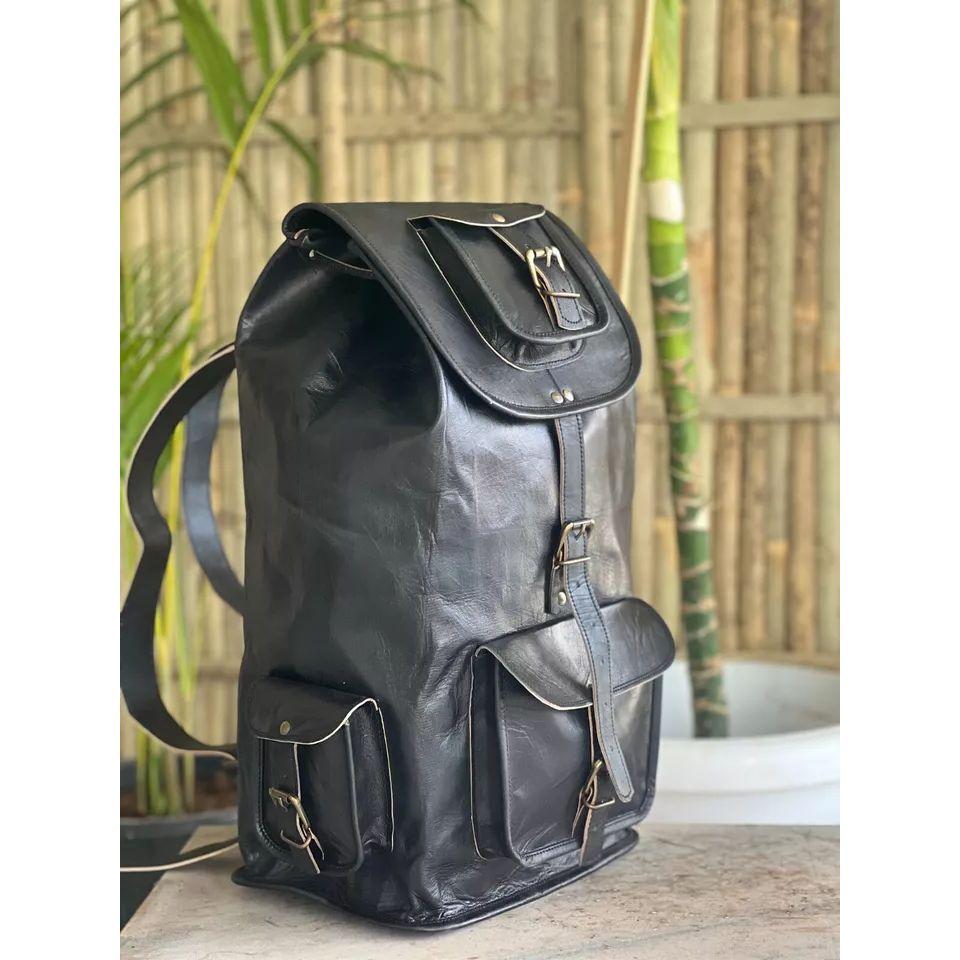 Bag Goat Leather Backpack Rucksack Laptop Vintage Brown Travel Men