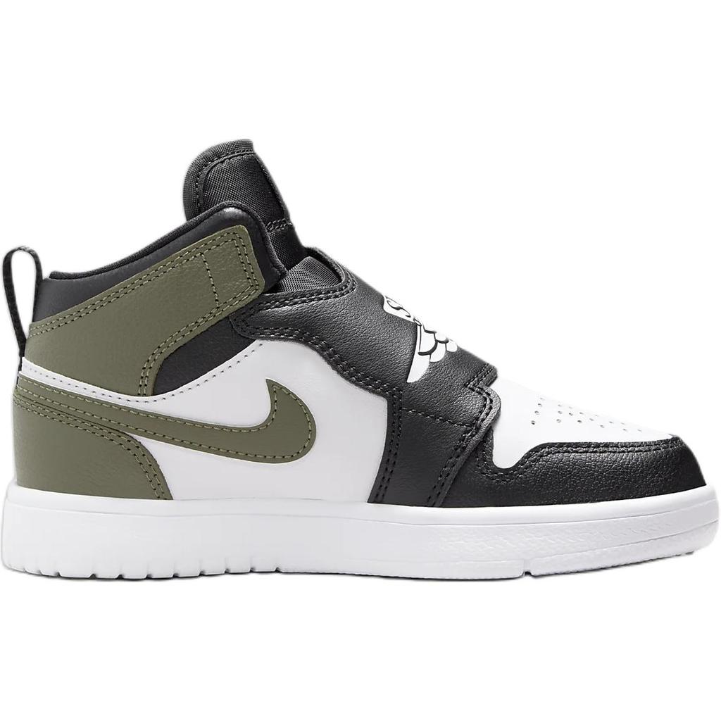 Кроссовки Air Jordan Sky Jordan 1 PS Black Toe Medium Olive Kids белые BQ7197-092