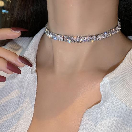 Adjustable Simple Lightweight Choker Collar Inlaid Cubic Zirconia Wedding Choker Necklace Jewelry Gift