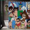 Шин-чан и друзья с Широ 2D-печать Водонепроницаемая шторка для душа, Зеленый Аниме Декор для ванной комнаты с крючками