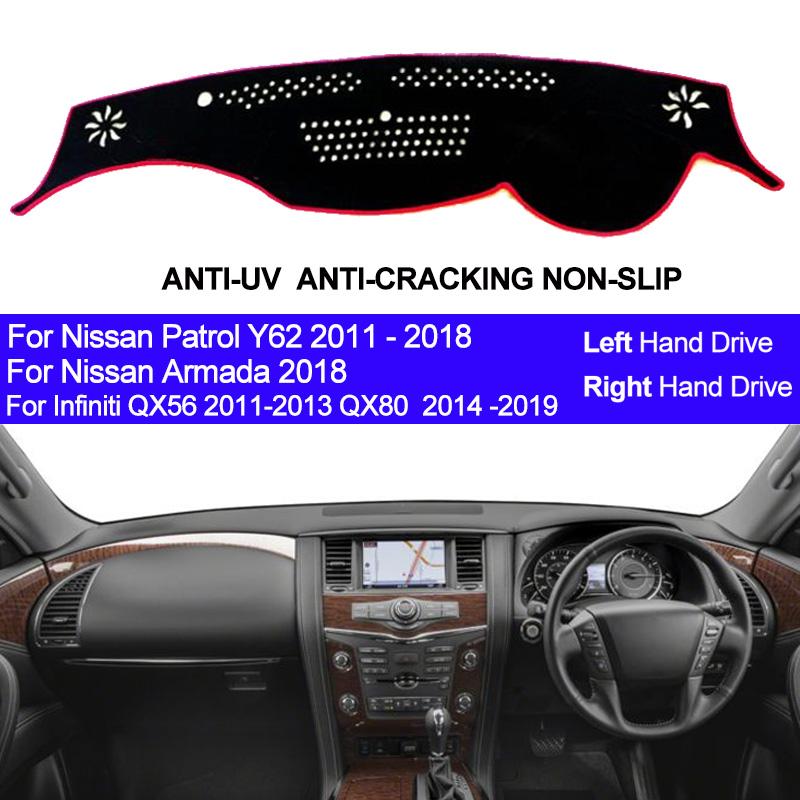 Накладка на панель приборов для Nissan Patrol Y62 2011-2018 Armada 2018 Для Infiniti QX56 2011-2013 QX80 2014 -2019 Козырек на панель