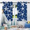 2 Pcs Sea Plants Shells Starfish Blackout Curtains Thermal Insulated Grommet Window Drapes Children Bedroom Living Room Decor