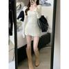2024 Autumn Elegant Knitted Dress Women Long Sleeve Lace Short Party Dress Korea Fashion Slim Sexy Y2k Mini Dress Female Vintage