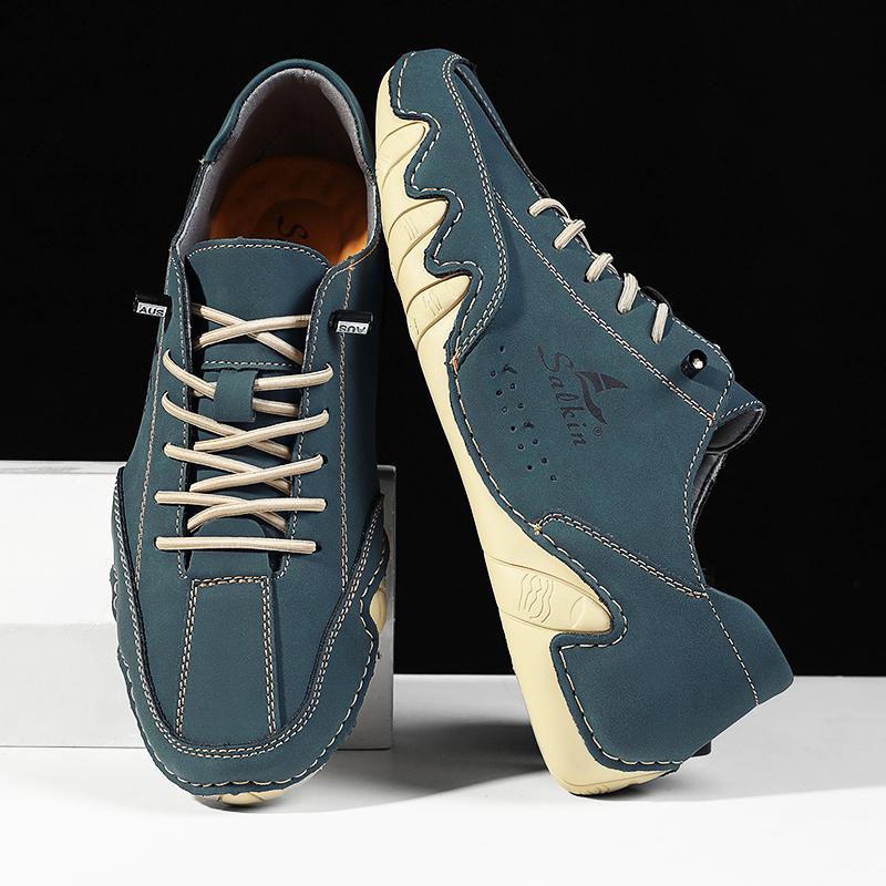 Мужская кожаная повседневная обувь ручной работы, модные кроссовки на шнуровке, новейшая осенняя мужская обувь, большие размеры 39-48