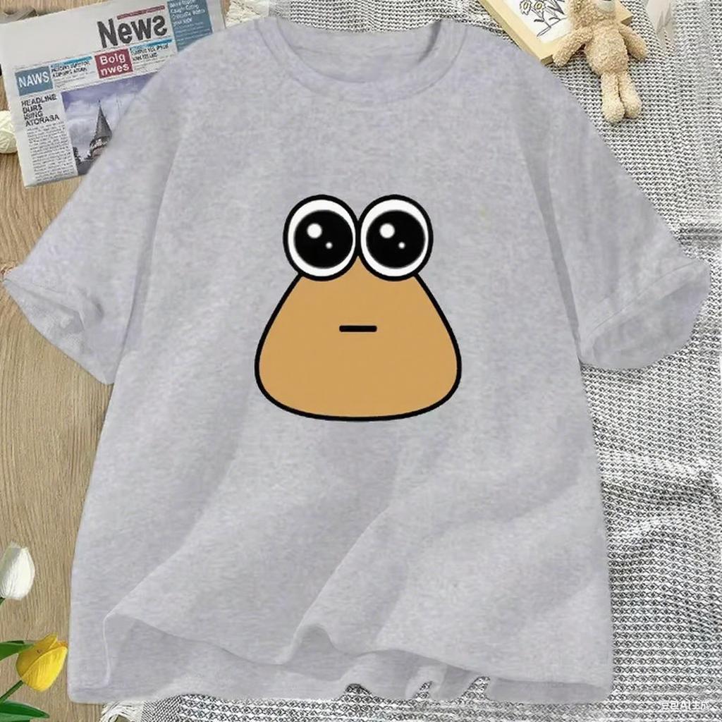 Hungy Pou Uwu Графические Принты Футболки Смешные Оверсайз Мужские Женские Футболка с Коротким Рукавом Одежда Стритвир Футболка Топы Мягкий Хлопок