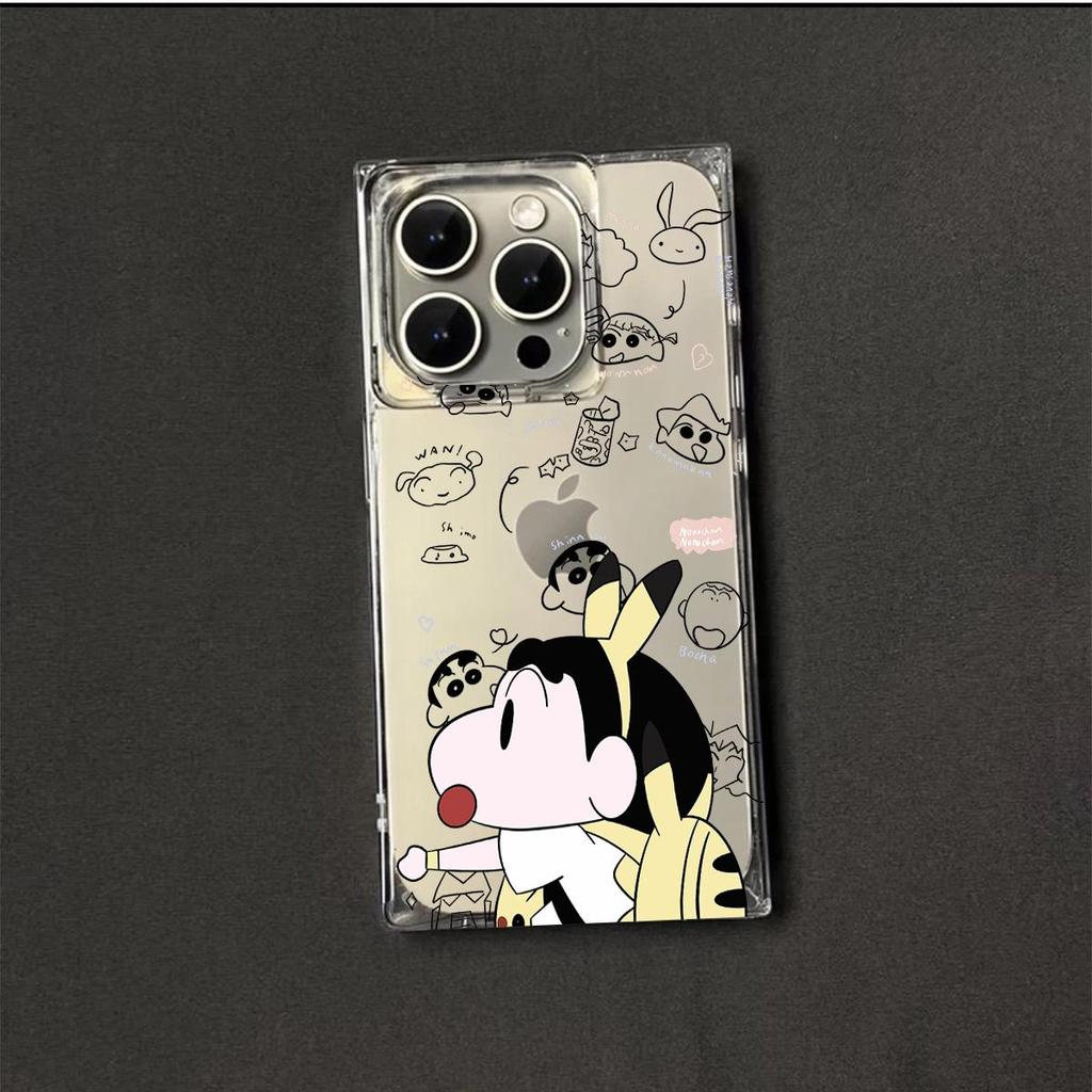 Прозрачный квадратный чехол-накладка для iPhone 14 Pro Max 12 15 Plus 11 16 ProMax 13, защита от окисления, чехол с рисунком мальчика Пикачу