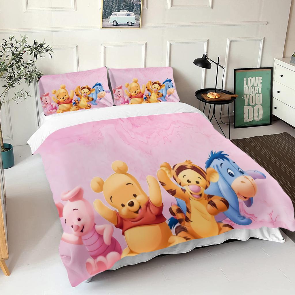Comforter Winnie The Pooh Bear Bedding Set Queen With 3D Children'S Bedding Set Universal Suitable For Children