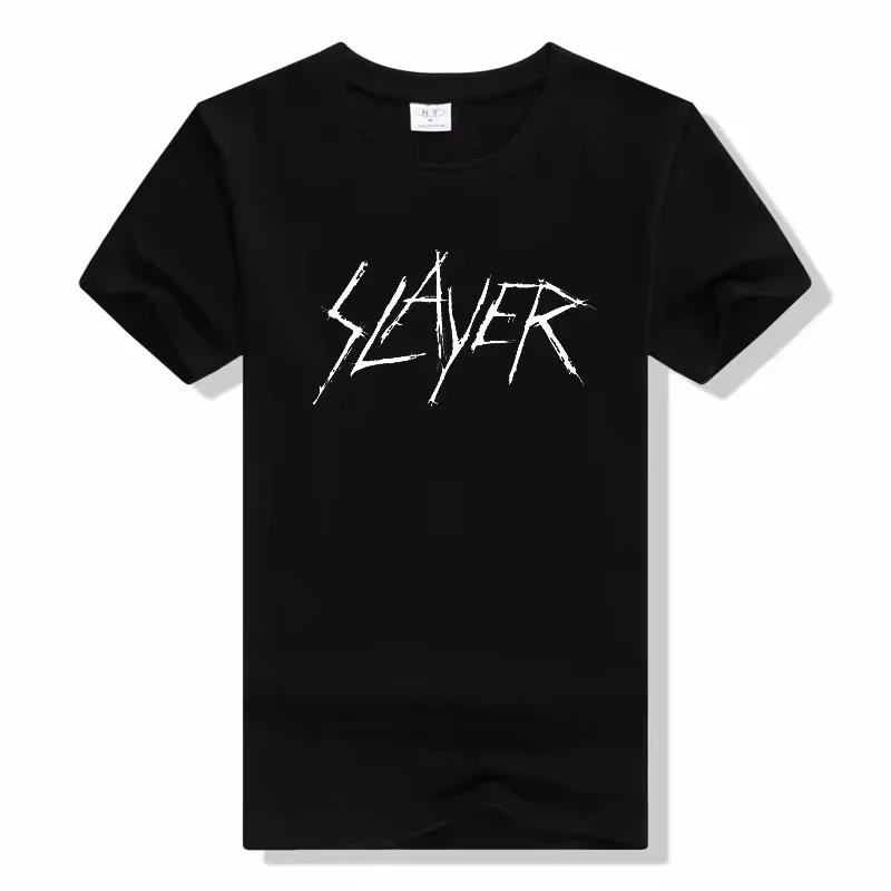 Metal Band TShirt Slayer Printed Fashion Streetwear Crew Neck Short Sleeve Tee Cotton Rock Tops High Quality Unisex
